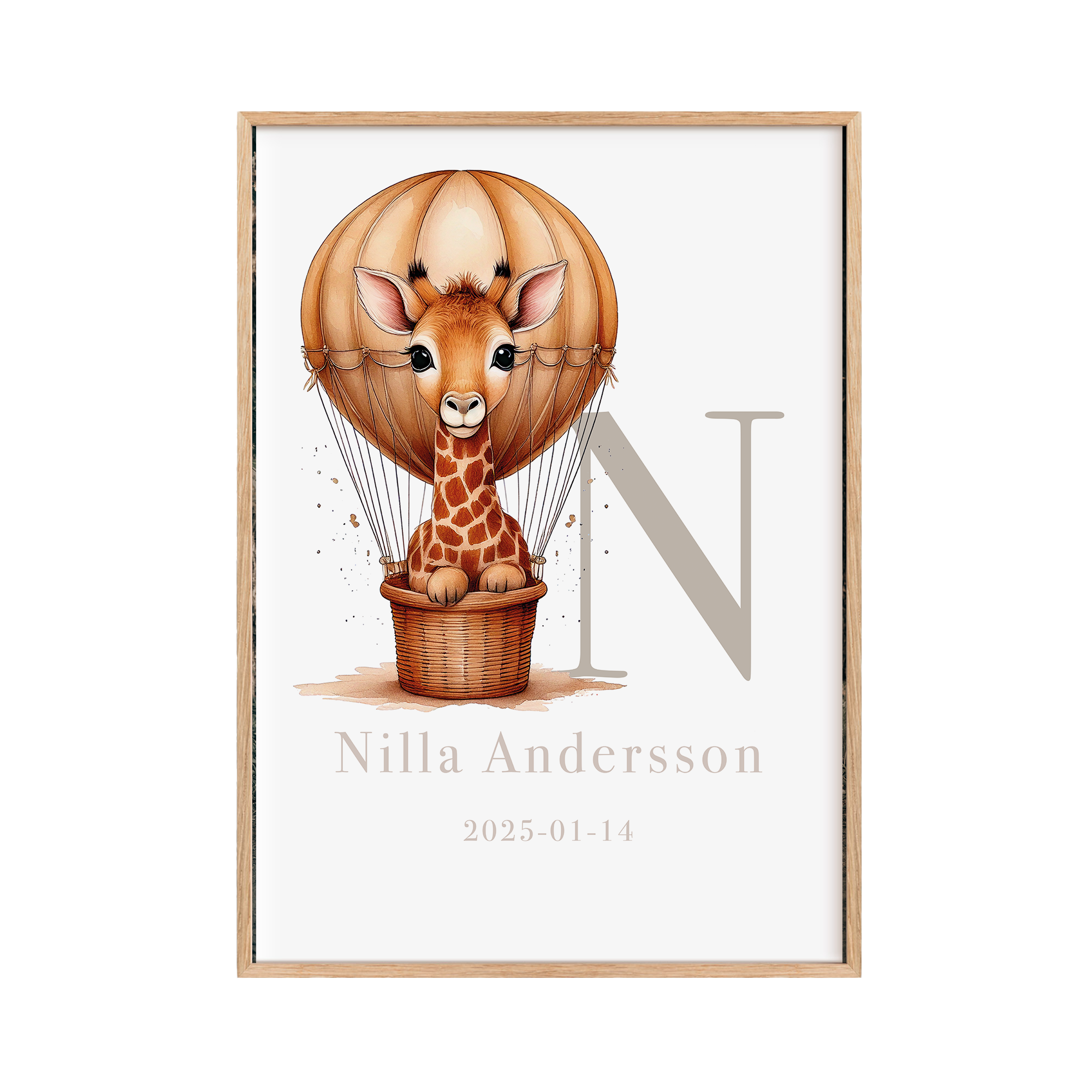Personliga Barntavlor - Giraff i Luftballong